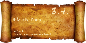 Béda Anna névjegykártya