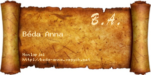 Béda Anna névjegykártya