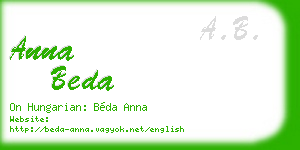 anna beda business card